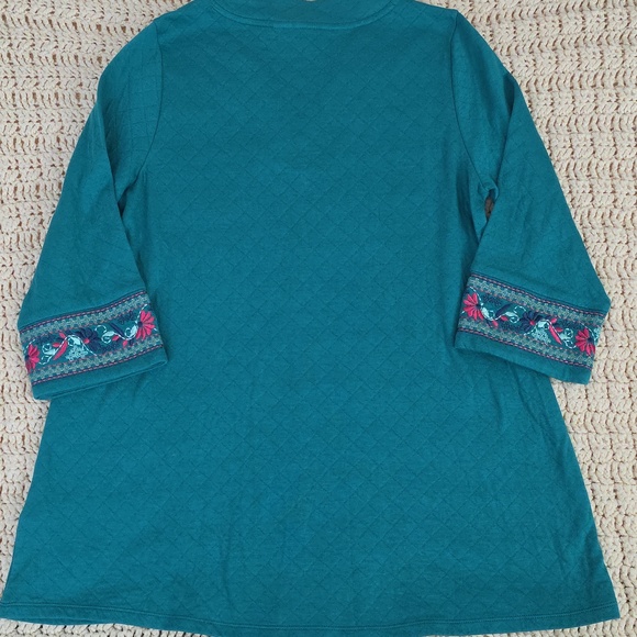 Soft Surroundings Zalamaya Top Green Embroidered Tunic Boho Size M NWT - Picture 2 of 12